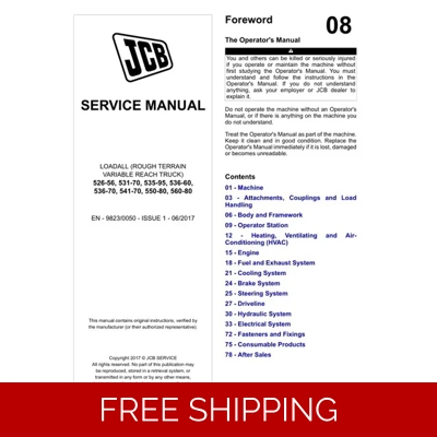 JCB 526-56, 531-70, 535-95, 536-60,536-70, 541-70, 550-80, 560-80 SERVICE REPAIR MANUAL